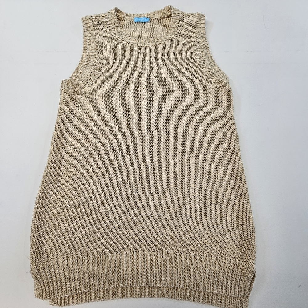 J.McLaughlin Alto Sleeveless Beige Shimmer Knit Sweater Vest Size XSmall XS
